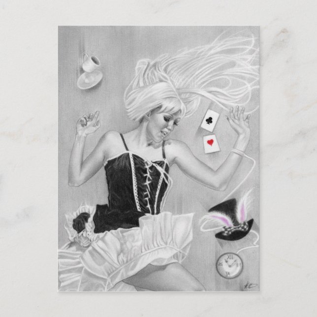 Gothic Alice i Wonderland Falling Postcard Vykort (Framsida)