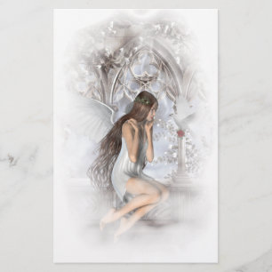 Gothic Angel och Hennes Dove Vignette Brevpapper