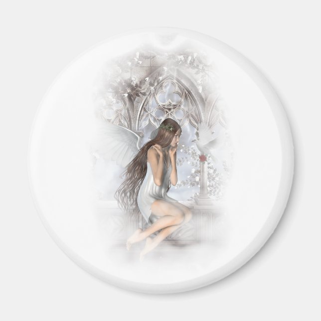 Gothic Angel och Hennes Dove Vignette Magnet (Framsidan)