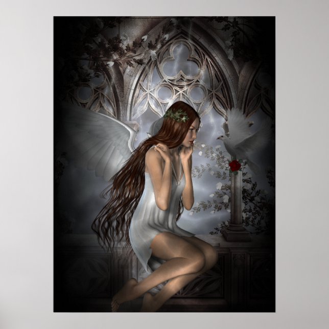 Gothic Angel och Hennes Dove Vignette Poster (Framsidan)