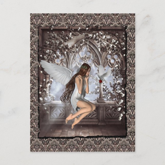 Gothic Angel och Hennes Dove Vykort (Framsida)