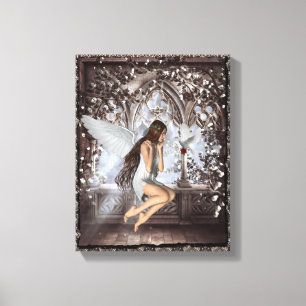 Gothic Angel och hennes Dove Wrapped Canvas