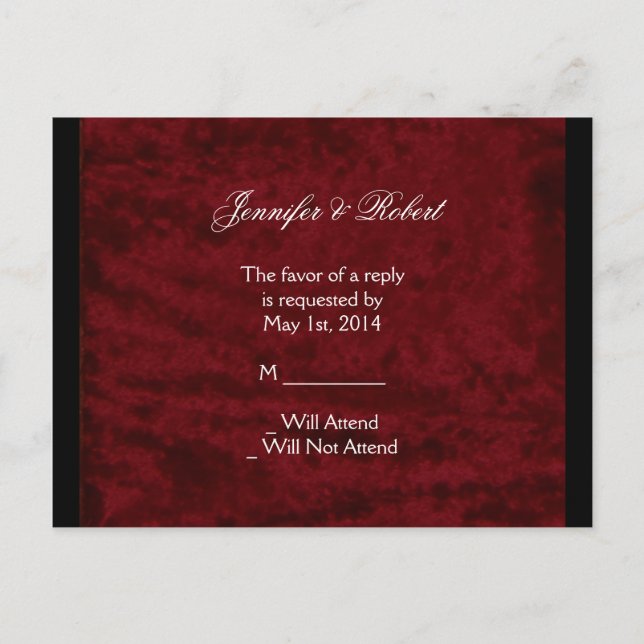 Gothic angel på Red Velvet Bröllop OSA Postcard Inbjudan Vykort (Framsida)
