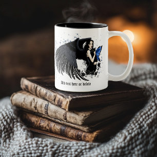 Gothic Angel Vingar Black Cat Två-Tonad Mugg