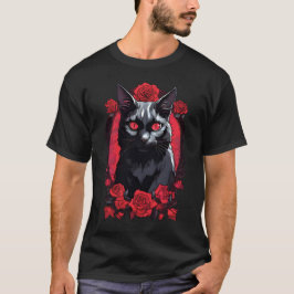 Gothic Animal Porträtt | Svart katt T Shirt