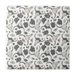 Gothic Animal Skull med blommor Mönster Kakelplatta