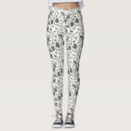 Gothic Animal Skull med blommor Mönster Leggings