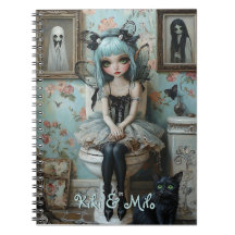 Gothic Anime Fairy & Cat in Bathroom Personlig