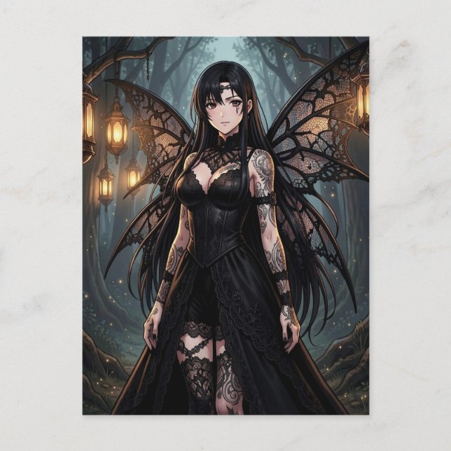 Gothic Anime Fe-girl | Hålla kontakten Vykort (Framsida)