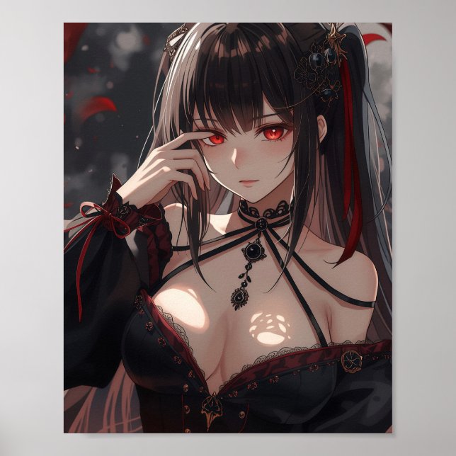 Gothic Anime Girl with Scarlet Eyes Poster (Framsidan)
