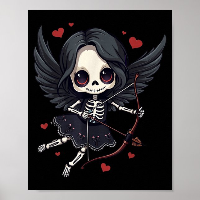 Gothic Anime Skeleton Cud – Dark Valentine Kawaii  Poster (Framsidan)