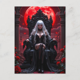 Gothic Anime Vampire Queen Red Måne Halloween Helg Vykort