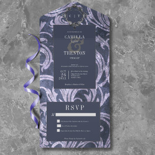 Gothic Antique Lila Damask No. Middag Bröllop