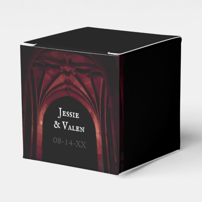 Gothic Arch Elegant bröllop Black Red Presentaskar (Framsidan Sidan)