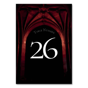 Gothic Arch Elegant bröllop Mörk Black Red Bordsnummer