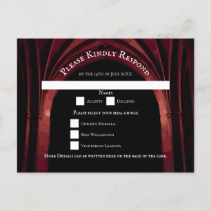 Gothic Arch Elegant bröllop Mörk Black Red Helg Vykort