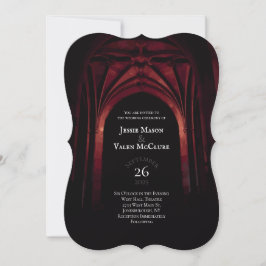 Gothic Arch Elegant bröllop Mörk Black Red Inbjudningar