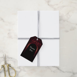 Gothic Arch Elegant bröllop Mörk Black Red Presentetikett