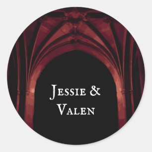 Gothic Arch Elegant bröllop Mörk Black Red Runt Klistermärke