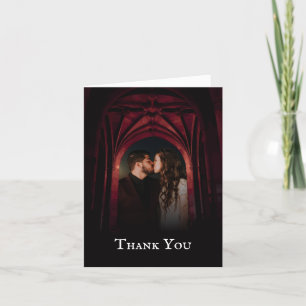 Gothic Arch Elegant bröllop Mörk Black Red Tack Kort