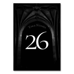 Gothic Arch Elegant bröllop Mörk Black & White Bordsnummer