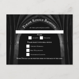 Gothic Arch Elegant bröllop Mörk Black & White Helg Vykort