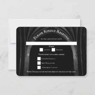 Gothic Arch Elegant bröllop Mörk Black & White Inbjudningar