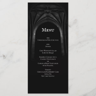 Gothic Arch Elegant bröllop Mörk Black & White Meny