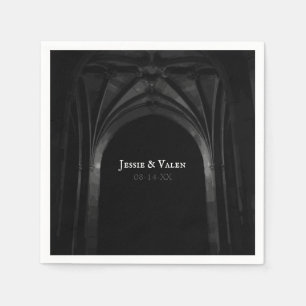 Gothic Arch Elegant bröllop Mörk Black & White Pappersservett
