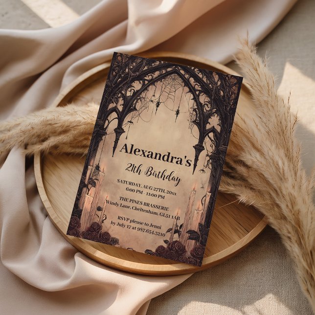 Gothic Arch Midnight Birthday Inbjudningar (Skapare uppladdad)