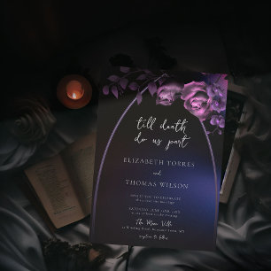 Gothic Arch Moody Lila Romantic Blommigt Bröllop Inbjudningar