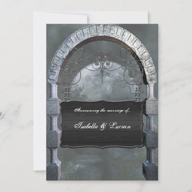 Gothic Arch Plaque Vampire Goth Bröllop Inbjudningar (Framsida)