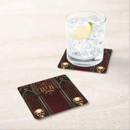 Gothic Archway med Döskallar. Underlägg Papper Kvadrat