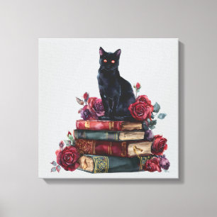 Gothic Art Black Cat Antique Bokar Crimson Ro Canvastryck
