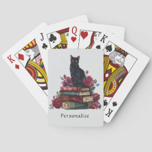 Gothic Art Black Cat Antique Bokar Crimson Ro Casinokort