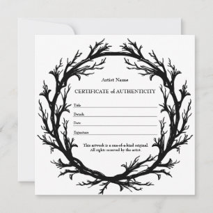 Gothic Art Certificate of Authenticity Julkort