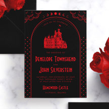 Gothic Art Deco Red Black Castle Bröllop