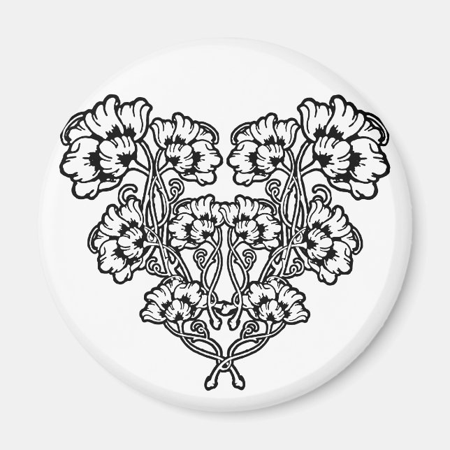 Gothic Art nouveau Flower Heart Magnet (Framsidan)