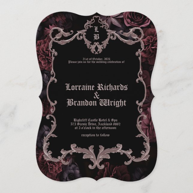 Gothic Aurelian Nightfall Wedding Invitation Inbjudningar (Framsida)