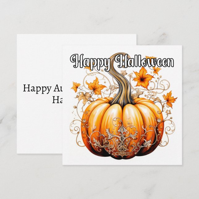 Gothic Autumn Harvest Halloween Pumpkin Kort (Fram/baksida)