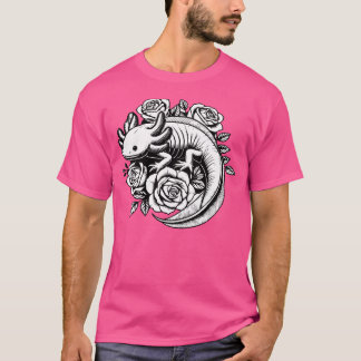 Gothic Axolotl med blommor Witchy Punk Coola Alter T Shirt