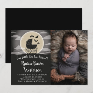 Gothic Baby Carriage Halloween Birth Annoucement Inbjudningar