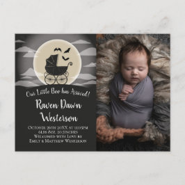 Gothic Baby Carriage Halloween Birth Annoucement Vykort