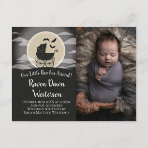 Gothic Baby Carriage Halloween Birth Annoucement Vykort