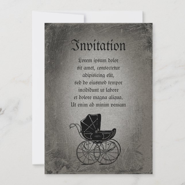 Gothic Baby Carriage Inbjudningar (Framsida)