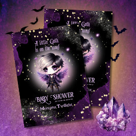 Gothic Baby Cute Boy Moonlight Lullabies Inbjudningar