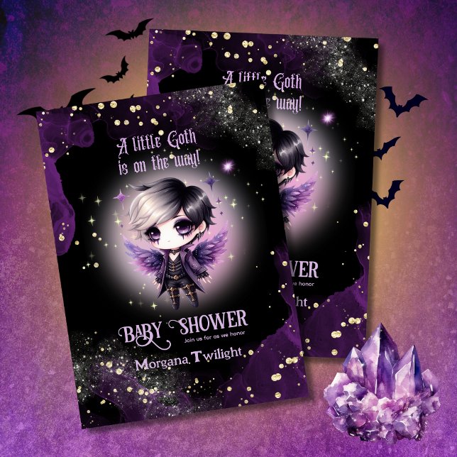 Gothic Baby Cute Boy Moonlight Lullabies Inbjudningar (Skapare uppladdad)