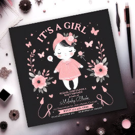 Gothic Baby Shower-inbjudan Flicka