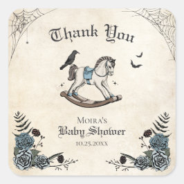 Gothic Baby Shower Rocking Horse Tack Fyrkantigt Klistermärke