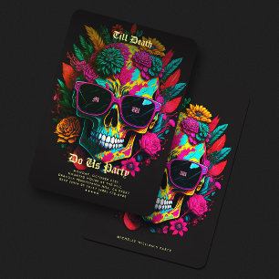 Gothic Bachelorette Party Botanical Blommigt Skull Inbjudningar
